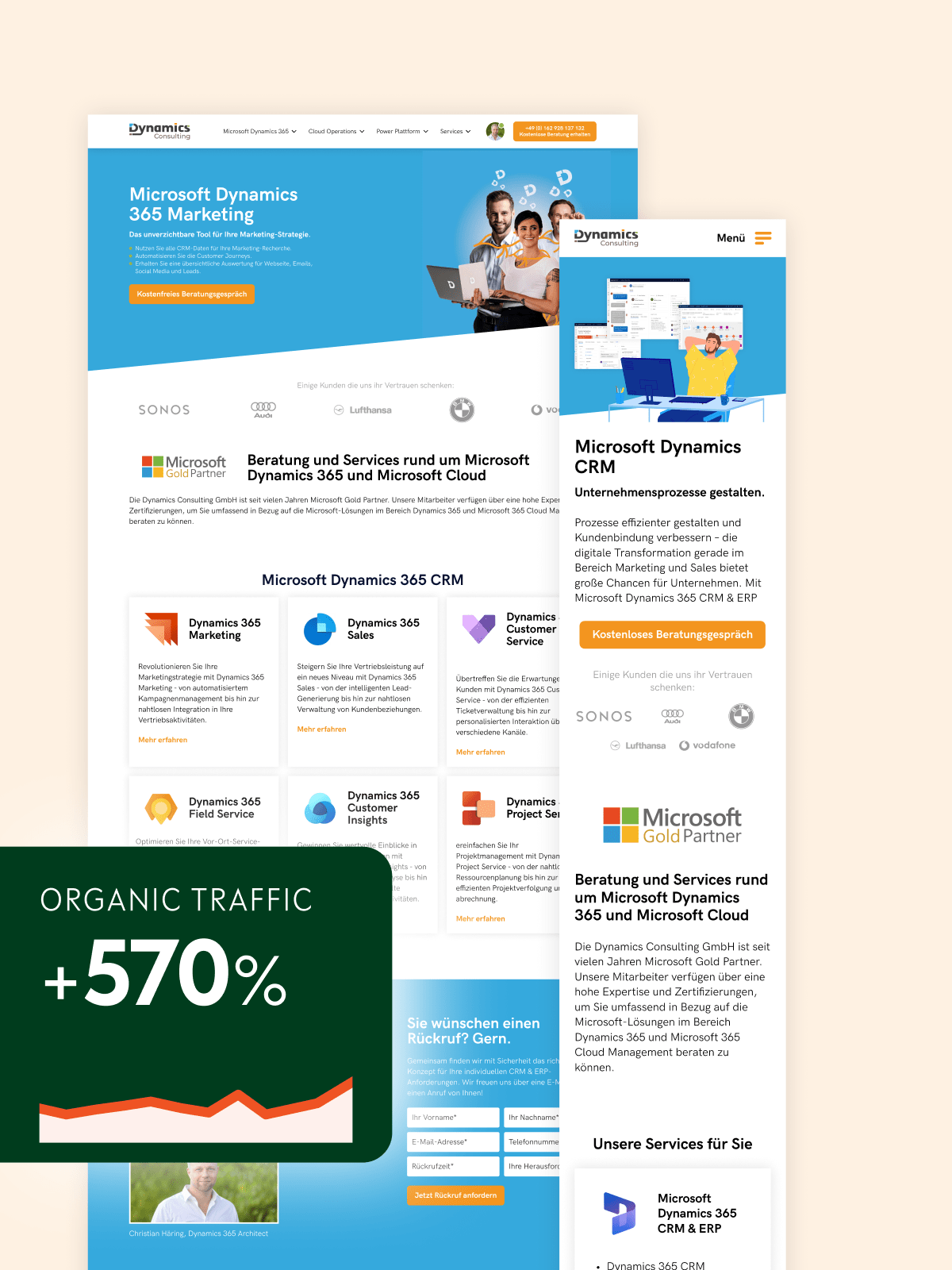 Website-Case einer Dynamics-365-Beratung: 570 Prozent mehr organischer Traffic