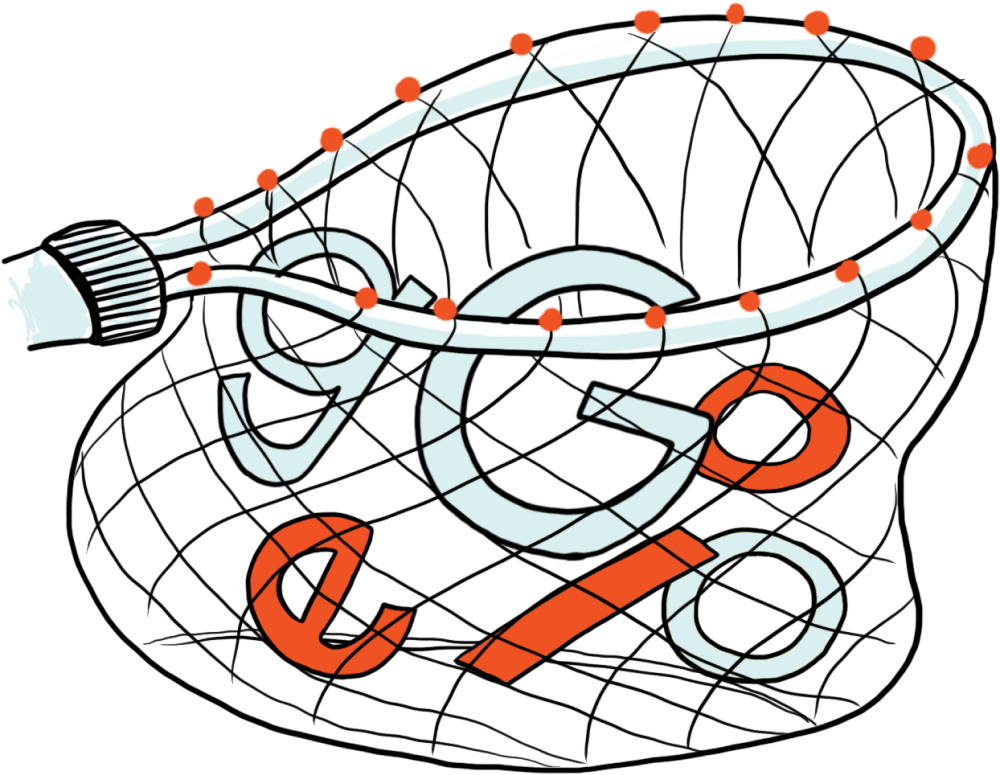 Illustration: Google-Logo im Fischernetz