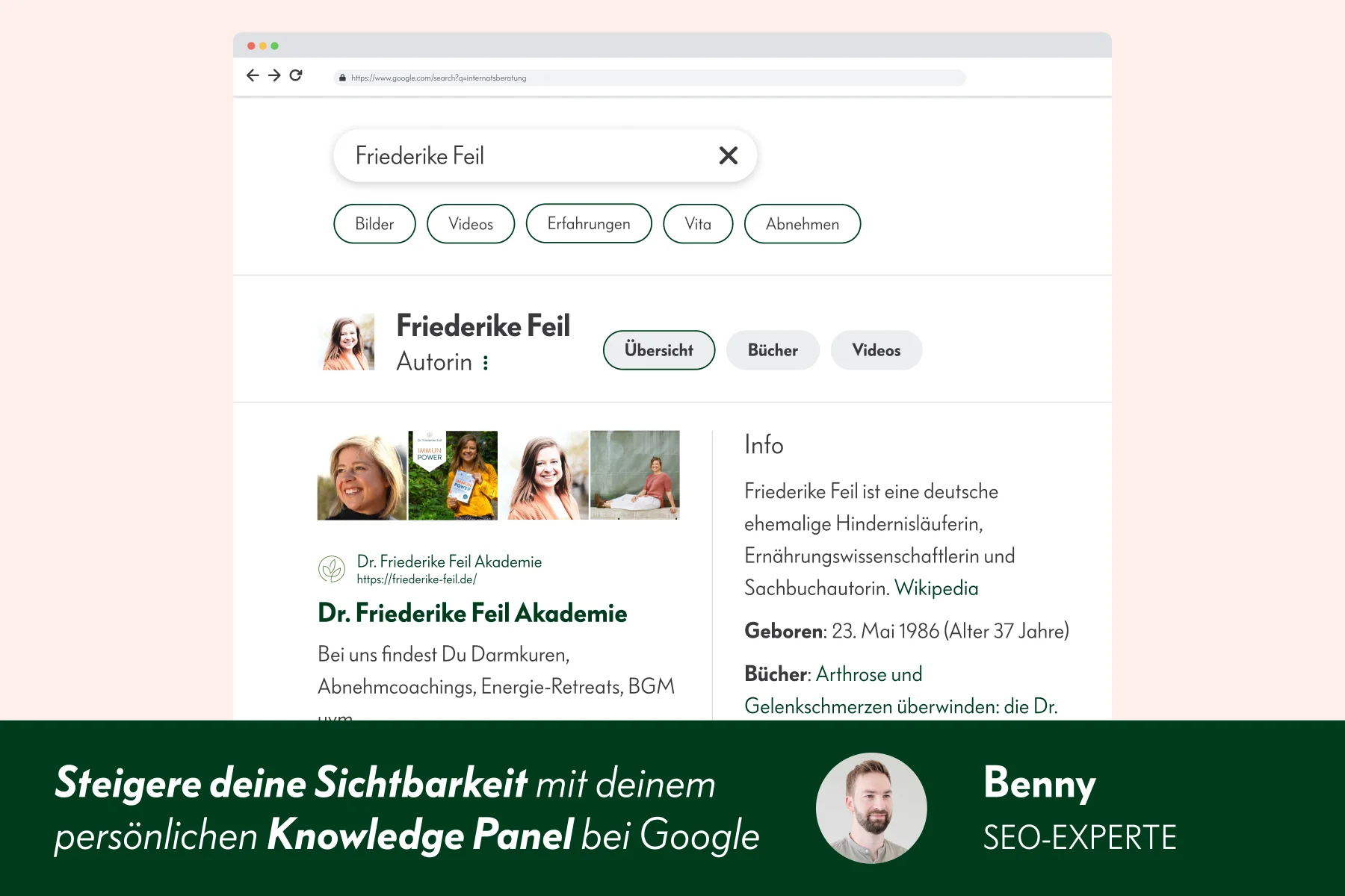 Knowledge Panel erstellen: Beispiel-Panel in der Google-Suche