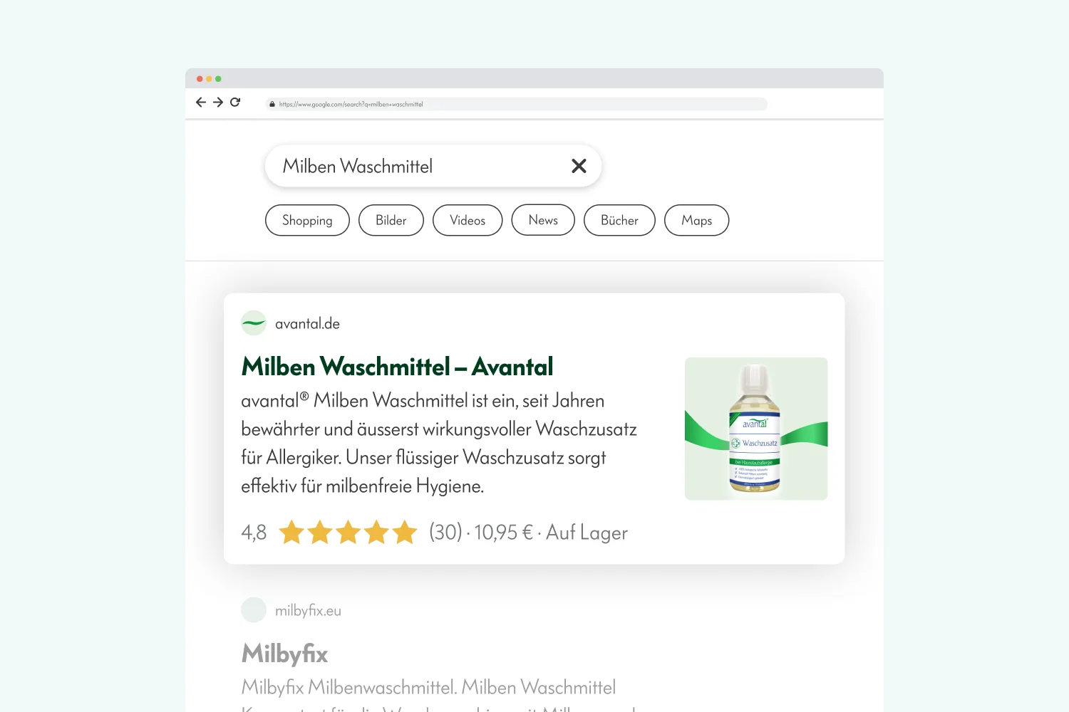 Suchergebnis mit Sternebewertung: Rich Snippet eines Onlineshops